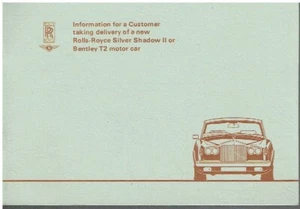 ROLLS-ROYCE S.SHADOW II/BENTLEY T2 '77 NEW CAR INFORMATION QUICK REFERENCE GUIDE - Picture 1 of 1