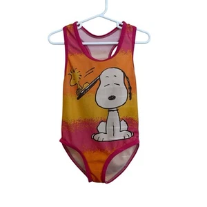 My Snoopy | Vintage Snoopy & Woodstock Pink Orange Gradient Swim Suit Girls 3T - Picture 1 of 4