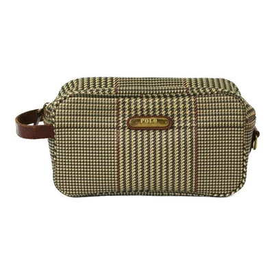 Ralph Lauren Polo Checkered Clutch Bag Beige Pvc Leather Men Women Unisex Brand - Image 1 of 4