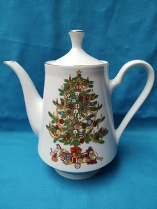 Crown Ming 8,5" Teekanne, Mistelzweig, Weihnachtsbaum Muster - Bild 1 von 4