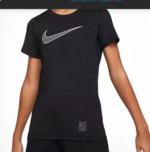 Nuevo Nike Pro Boys XLarge Dri Fit Grande Swoosh Logo Negro Ventilado - Imagen 1 de 6