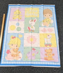 Cuna acolchada de tela vintage Precious Moments Little Buddy Panel NOS - Imagen 1 de 4