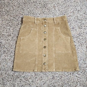 Altar’d State Mini Corduroy Skirt Tan Brown Button Up High Waisted Size Small - Picture 1 of 6