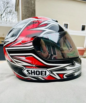 Casco completo tribal rojo Shoei TZ-1 2002 vintage/visera espejo plateada/talla MD Foto 1 de 4