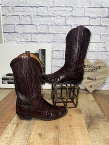 Lucchese 1883 Exótico Pulido Pata de Avestruz Negro Cereza Raro Talla 8.5 2E - Imagen 1 de 17