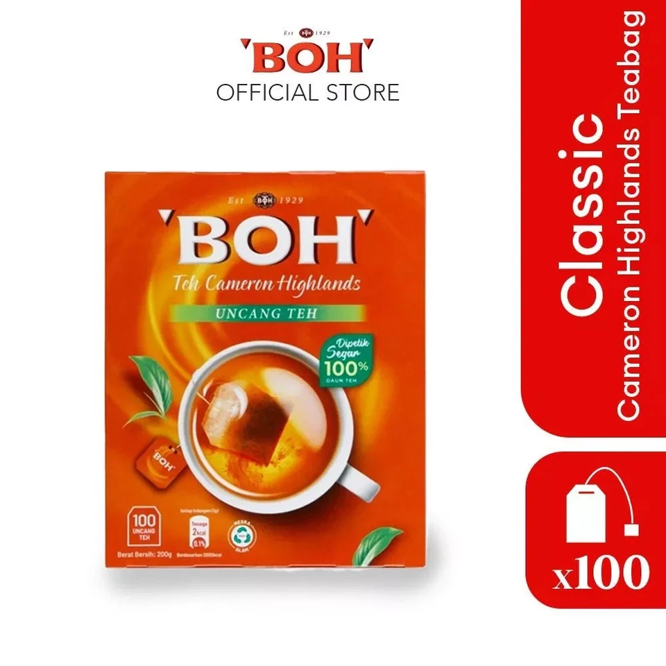 5x BOH Plantation Cameron HIGHLANDS Tea 100 Bags Malaysia -