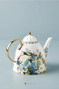 Anthropologie Botanica Teapot Floral Stoneware Tea Pot Hostess Gift Afternoon - Picture 1 of 9