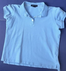 👕’LANDS’ END’ GIRLS SZ L (14) BLUE SS POLO UNIFORM👕 - Picture 1 of 12