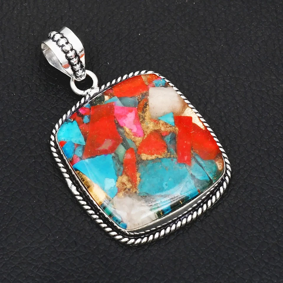 Joyería colgante hecha a mano de piedras preciosas turquesa de poliéster para Navidad 2,16" AP-45742 Foto 1 de 1