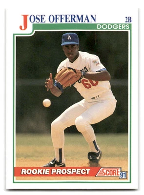 Jose Offerman 1991 Score Baseball #343 Los Angeles Dodgers - Image 1 of 2