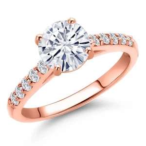 1.80 Ct  Created Sapphire and Lab Grown Diamond 10K Rose Gold Engagement Ring - Picture 1 of 7