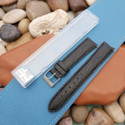 Vintage 18mm Black Genuine Shark Kreisler Unused Classic Tapered Watch Band - Image 1 of 4