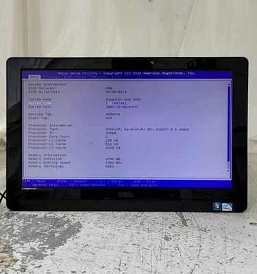 DELL INSPIRON ONE 2020 PC AIO INTEL CELERON G1620T 4GB 500GB SEE NOTES - Image 1 of 4
