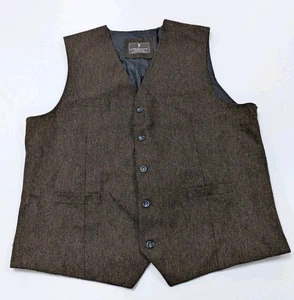 Herren Celtic Ranchwear Weste Braun Fischgrät Wollmischung Tweed Western Irish XL - Bild 1 von 7