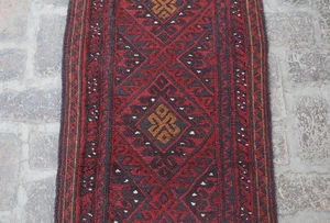 Hand Knotted Vintage Rug 2x14 ft Afghan Antique Oriental Wool Rug Hallway Runner - Picture 1 of 11