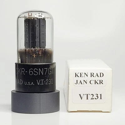 Ken-Rad VT-231 6SN7GT Black Plate Copper Post JAN-CKR 1940s Hickok Tested Strong - Image 1 of 4