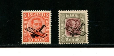 Iceland #C1 & C2 (I466) Comp 1928-9 O/P airs, MNH, FVF, CV$201.75 - Image 1 of 2
