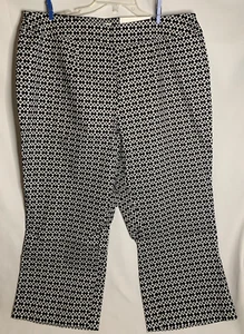 Cato Kick Flare Crop Pants Black Ikat Design stretch 20W New with Tags - Picture 1 of 11