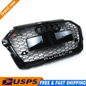 For Audi A3 S3 2017-2019 RS3 Style Grille Front Hood Henycomb Bumper Grill Black - Picture 1 of 7