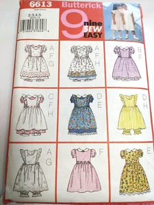 Pinafore Pantaloons Dress 2 3 4 5 Butterick 6613 Sewing Pattern Easter Party - Picture 1 of 5