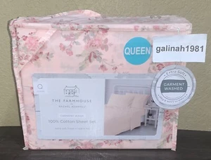THE FARMHOUSE Rachel Ashwell Shabby Chic Blush Pink Floral Roses Queen Sheet Set