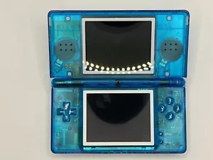 Nintendo DS Lite Console Blue Custom Transparent Clear w/ Stylus & Charger - Picture 1 of 11