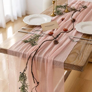 Keketo Blush Pink Table Runner Cheese Cloth Rustic Gauze Cheesecloth Table Runne - Picture 1 of 12