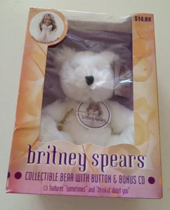 STOFFTIER Britney Spears Sammlerstück Bär + Button Pin Box 2000 OHNE CD UNBENUTZT - Bild 1 von 7