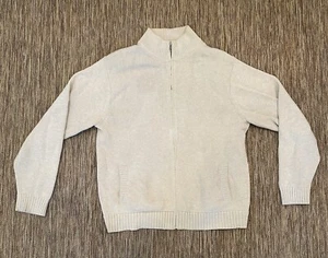 LL Bean Jacke Herren mittel Pullover mit durchgehendem Reißverschluss beige gestrickt Baumwolle Reißverschluss vorne - Bild 1 von 5