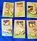 Made in German Easter Greeting Postcards Set of 6 Color Barn Bees Chicks Vintage