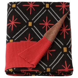 IKEA VINTERFINT Throw Blanket Red Black  51"x67" Cotton and Wool NEW 405.654.07 - Picture 1 of 4