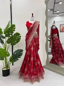Lanzamiento Nuevo Sari de Seda Kota con Elegante Blusa para Boda - Imagen 1 de 11