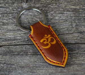 Om - leather keychain, Yoga keychain, Om key fob, leather accessories. - Picture 1 of 5