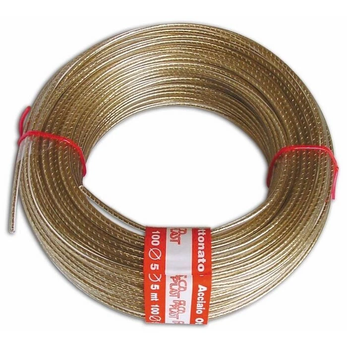 Fune in Acciaio Ottonato rivestito in Pvc Trasparente Ø 6 mm Lunghezza 100 mt - Immagine 1 di 1