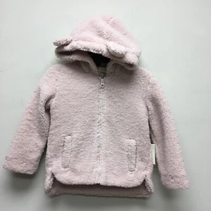 Tucker + Tate Kids Sherpa Faux Fur Full Zip Hooded Ears Jacket Pink Cake 4 New - Picture 1 of 9