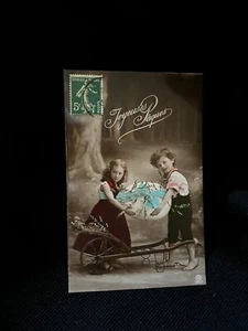 Vintage Easter Egg & Children Real Photo French Postcard c. 1900s - Picture 1 of 5