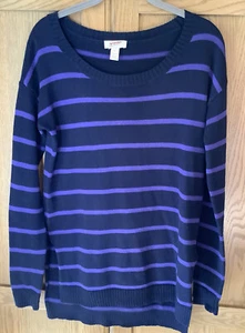 Damen Arizona Jeans Co Größe Small dunkellila helllila Streifen Pull Over LS - Bild 1 von 7