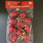 Vtg Christmas House , Red Ornament Garland Balls Beaded 6 Ft Holiday -New