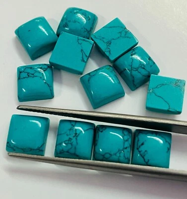 Blue Howlite Turquoise Square Shape Cabochon Synthetic Gemstones Wholesale Stone - Image 1 of 4