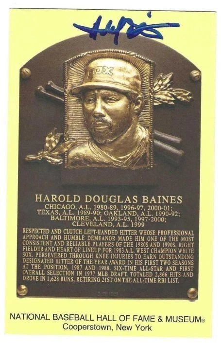 Tarjeta postal autografiada del Salón de la Fama de Harold Baines certificado de autenticidad Foto 1 de 1