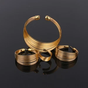 Conjunto de collar de alambre multicapa para mujer traje de joyería africana boda - Imagen 1 de 12