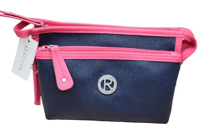 Kenneth Cole Reaction 2 Piezas East West Cremallera Maquillaje Bolsa Set Azul Marino ¡Nuevo! Nuevo con etiquetas Foto 1 de 4