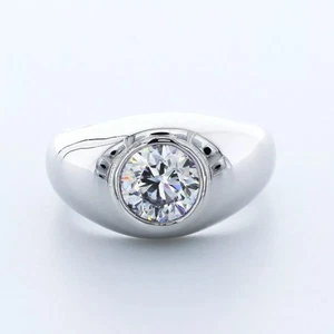 Platinum Solitaire Mens Ring Classic 1.93 Carat Round Lab-Grown Diamond F VS1 - Picture 1 of 8