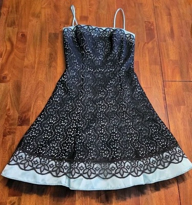 Vestido Gunne Sax Vintage Mujer Talla 3/4 Negro Encaje Toile Mini Jessica McClintok  Foto 1 de 4