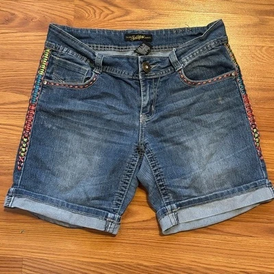 Pantalones Cortos Vaqueros Polo Sur Vintage Bordados Azul Denim Estilo Clásico Talla 7 Y2k Foto 1 de 4