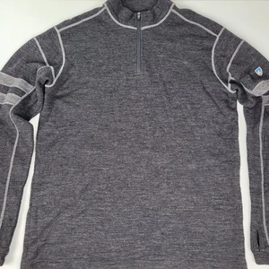 Kuhl Shirt Mens Large L Gray Long Sleeve Sweater Merino Wool Baselayer 1/4 Zip   - Picture 1 of 18