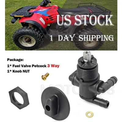 Fuel Valve Petcock 3 Way & Knob NUT For Polaris Sportsman 600 700 Twin 7052161  - Image 1 of 4