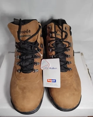 Propet Cliff Walker 圆形软头远足/工作男式棕色靴子 M3188 尺寸 16 X3E — 第 1/4 张图片