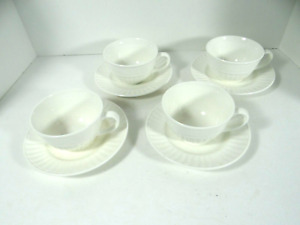Gibson Everyday Claremont Cups Saucers Set of 4 White