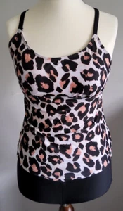 SIXYOTIE Women's 2 piece Black Leopard Print Tankini Swim Set Size 4XL (18) BNWT - Picture 1 of 4